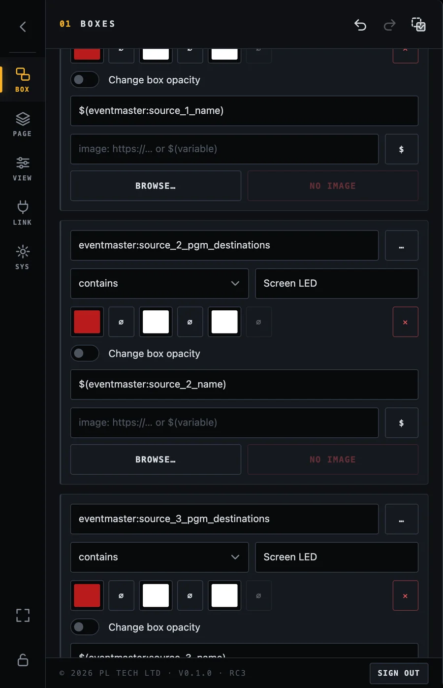 The list of rules after Add many rules: rule 2 uses source_2, rule 3 uses source_3.