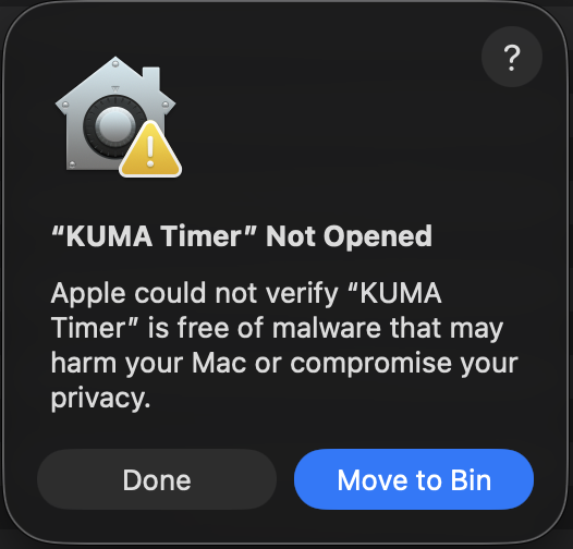 macOS Gatekeeper dialog