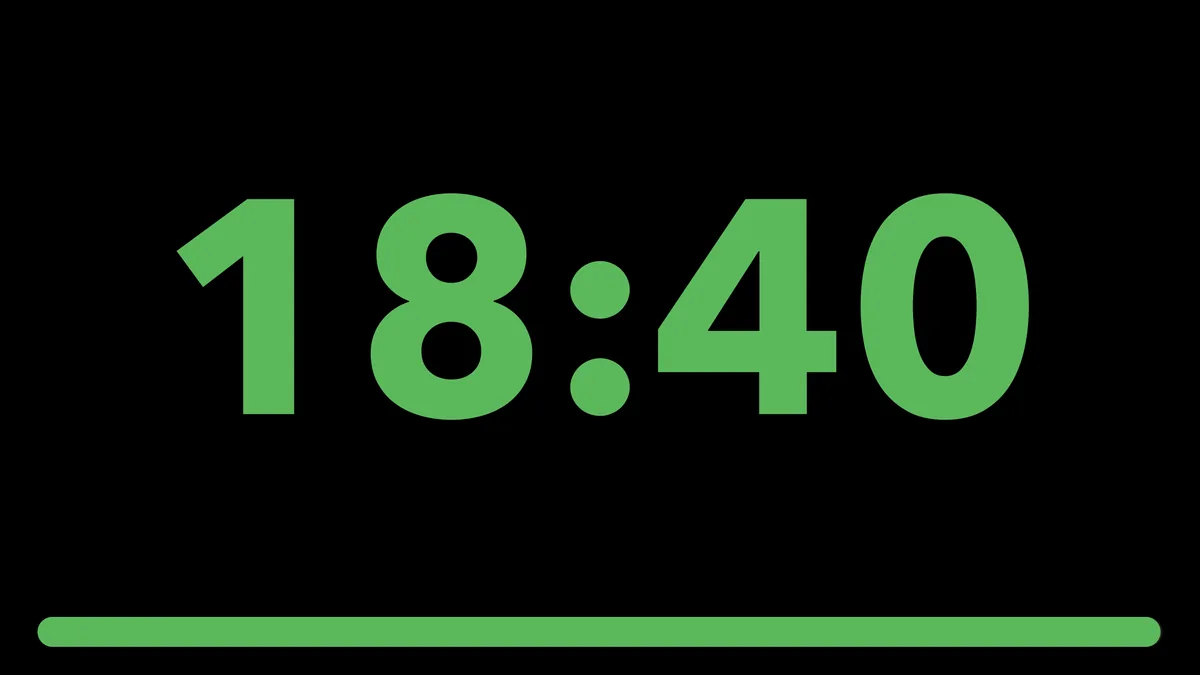 The default look: large digits in green, with a progress bar that empties along the bottom.